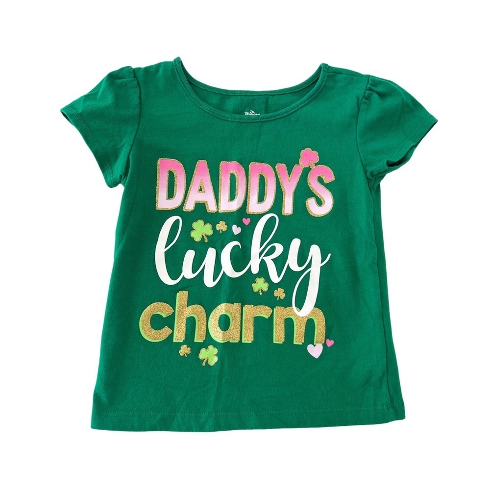 St. Patrick’s Day Holiday Green Kids Graphic Tee - Daddy's Lucky Charm, Girls 2T